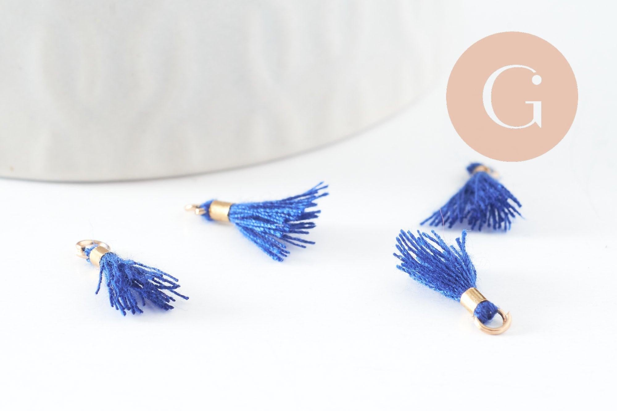 Gingerlily Pendentifs pompon bleu roi polyester x10 G9716