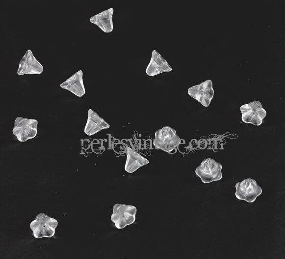 Gingerlily Perles fleurs tchèques perles verre transparent x10