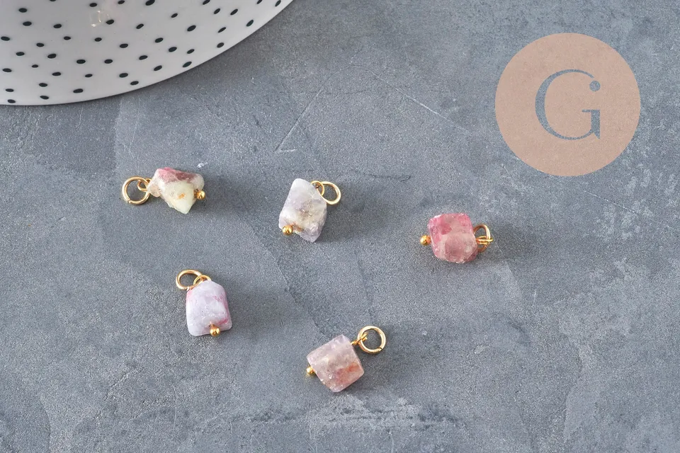 Gingerlily Cube Tourmaline Laiton Doré 11,5mm x1 Breloque