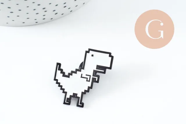 Gingerlily Broches pin's G9741 pin's dinosaure pixel doré 33mm