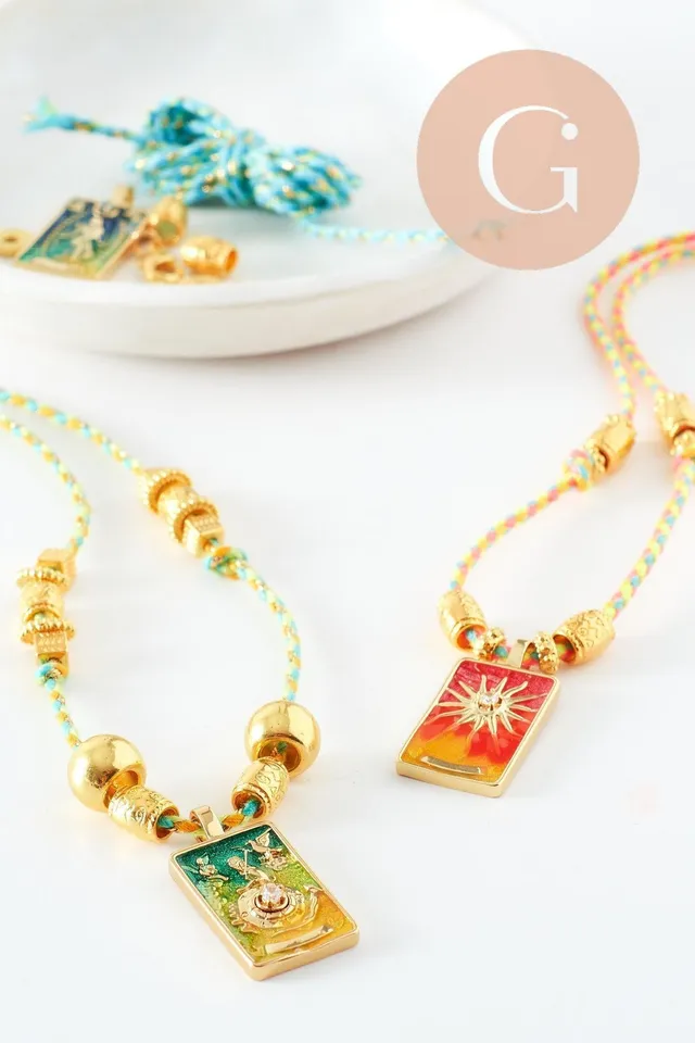 Gingerlily G10108 kit collier médaille Tarot coloré x1