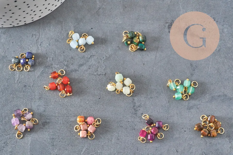 Gingerlily Pendentifs G11388 Breloque Cube Pierre Naturelle 10mm x1