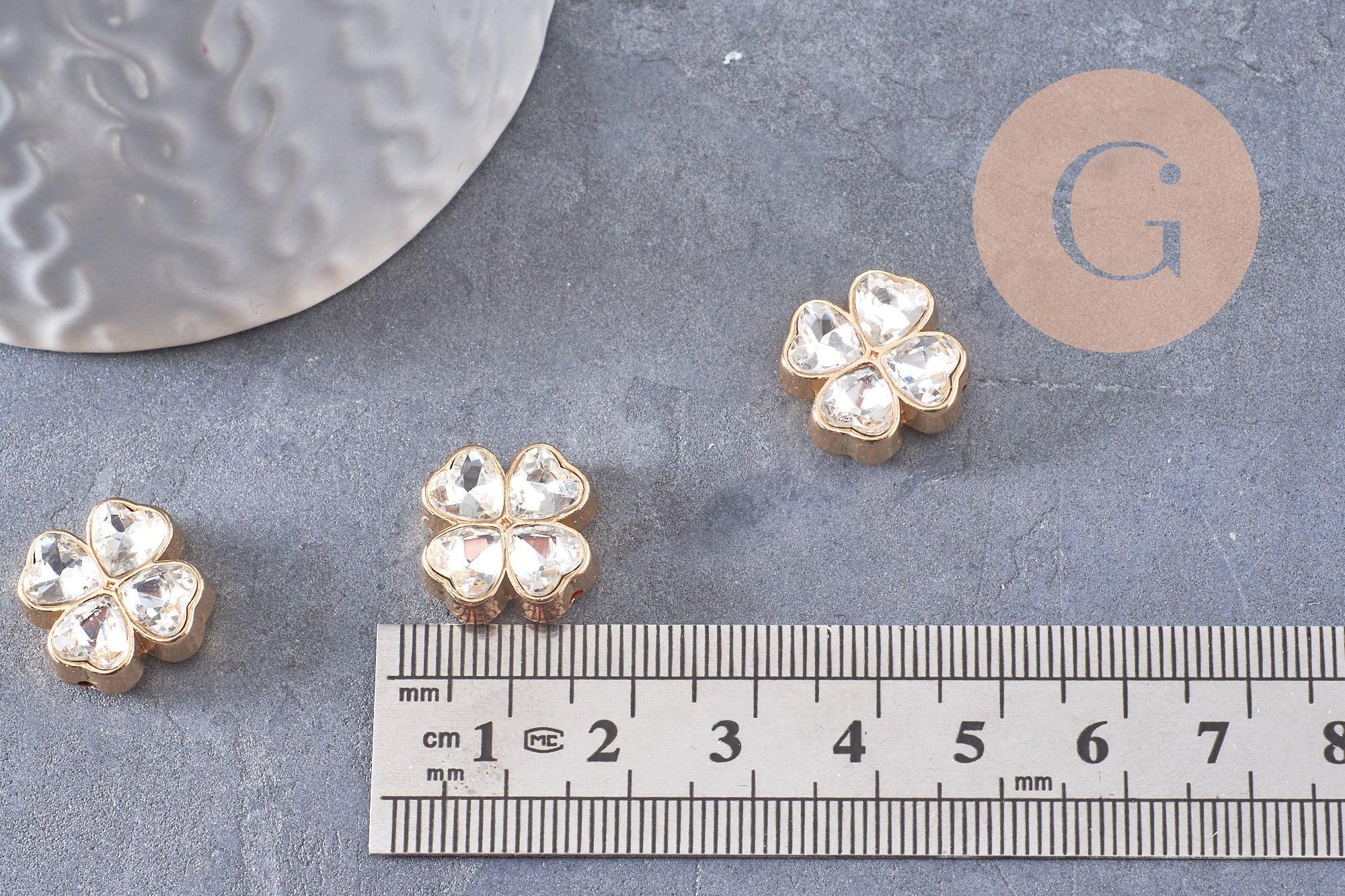 Gingerlily Perle trèfle 4 feuilles zamac zircons 16mm x1