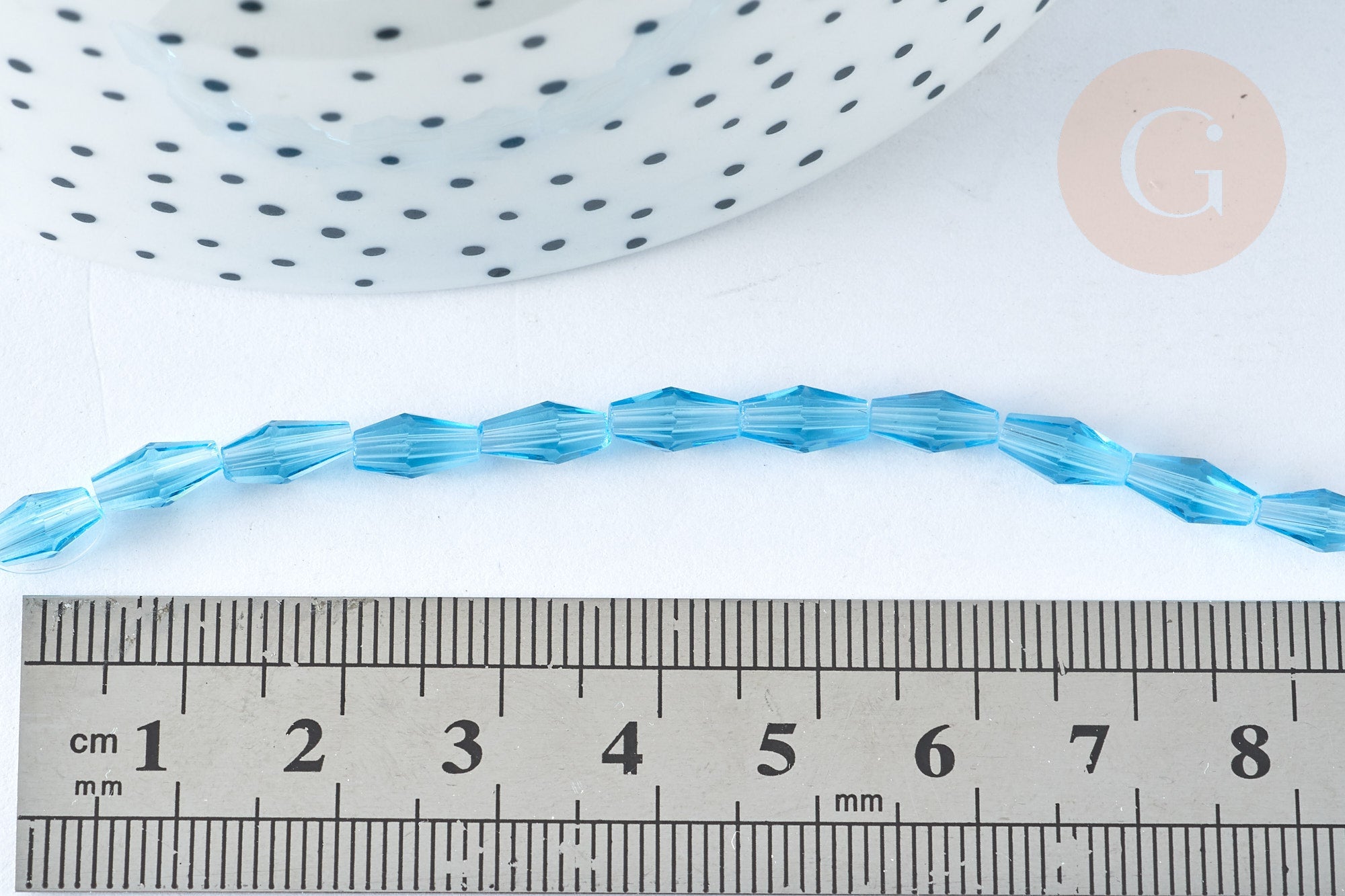 Gingerlily Perles losanges cristal turquoise 8x4mm fil 60cm