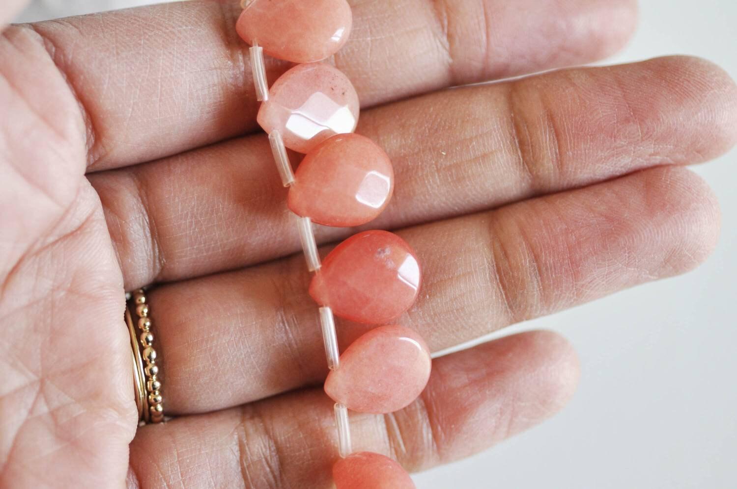 Gingerlily Perle goutte jadeite orange 15mm x5 facettée