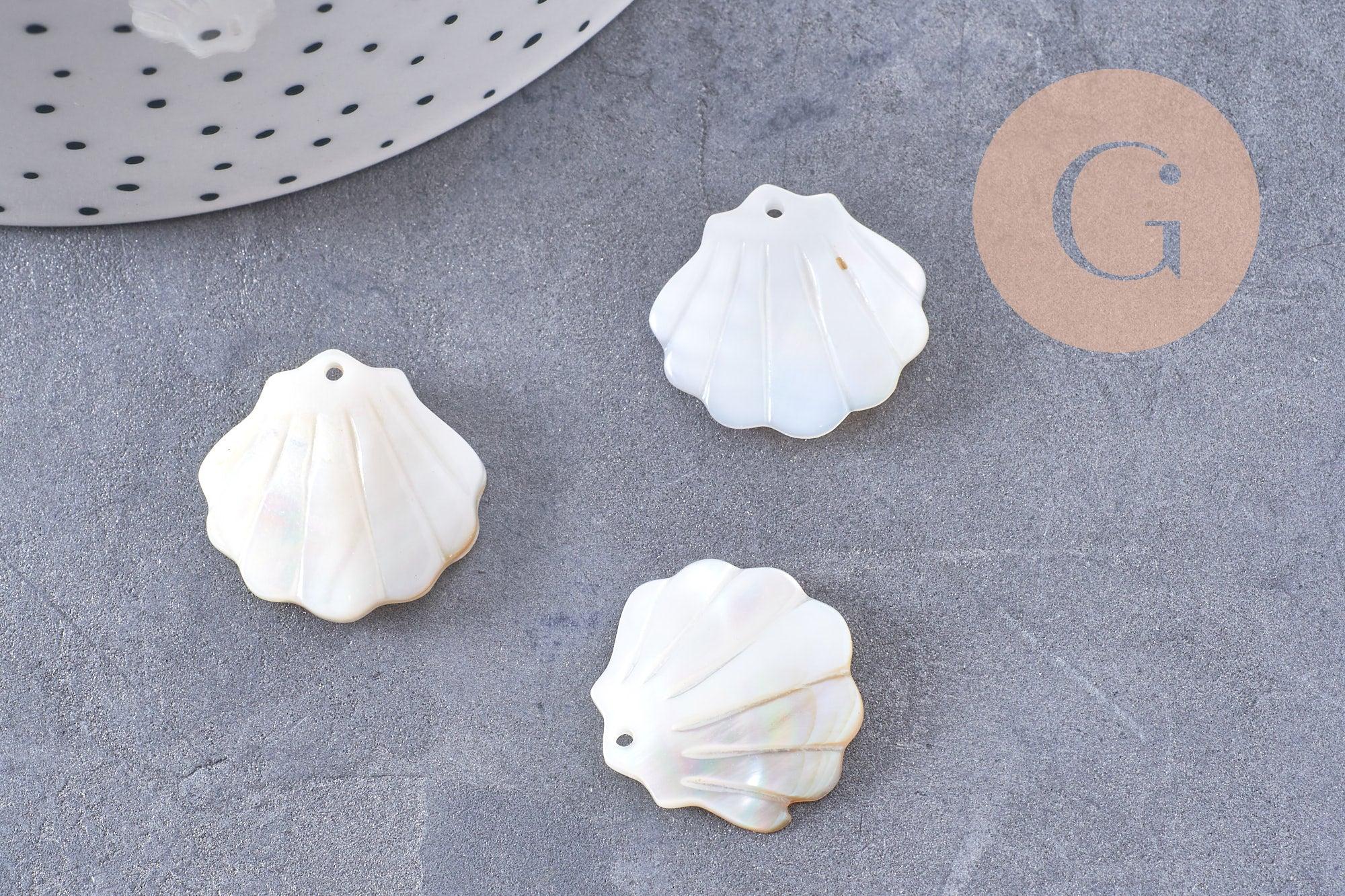 Gingerlily G10224 pendentif coquillage nacre blanche 21mm x2
