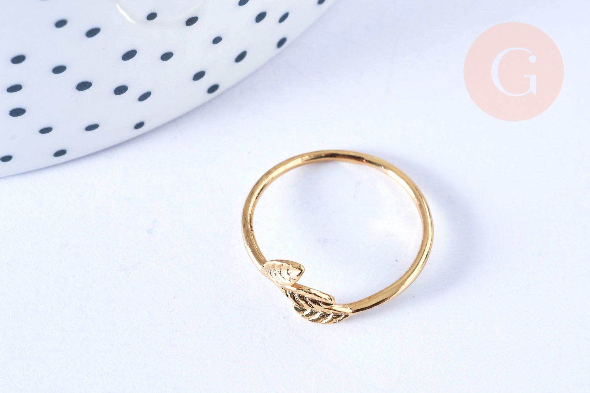 Gingerlily bague réglable feuilles laiton doré 19mm