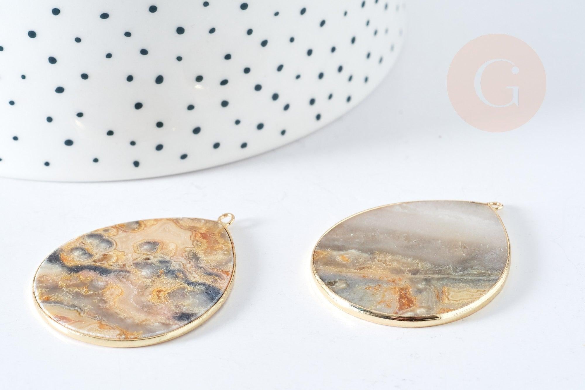 Gingerlily G8371 pendentif goutte agate folle 56-62mm x1