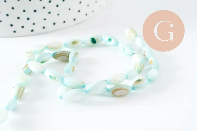Gingerlily G9692 Fil perles nacre turquoise grain riz 38cm