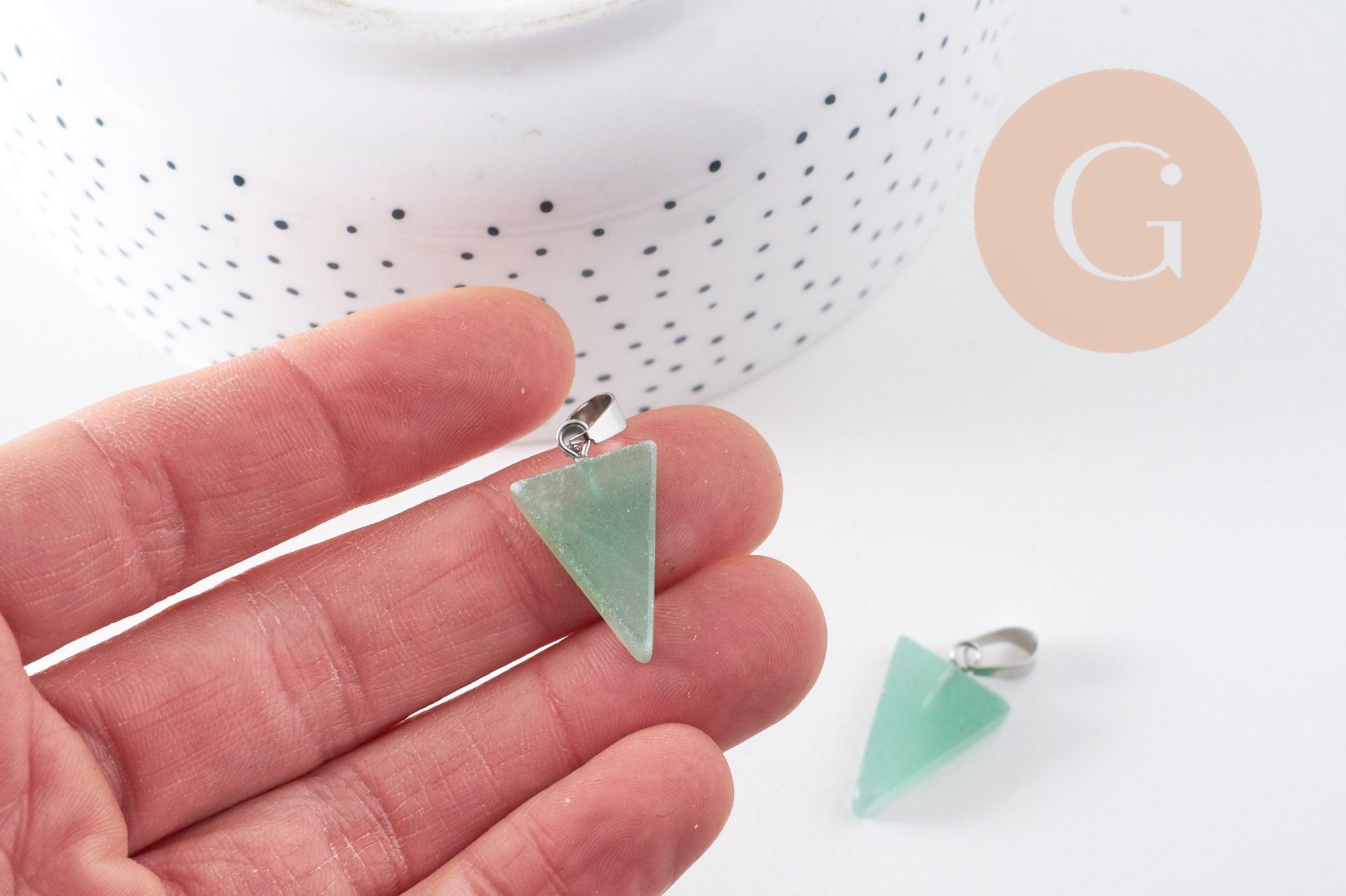 Gingerlily Pendentifs triangle aventurine verte acier 24 mm