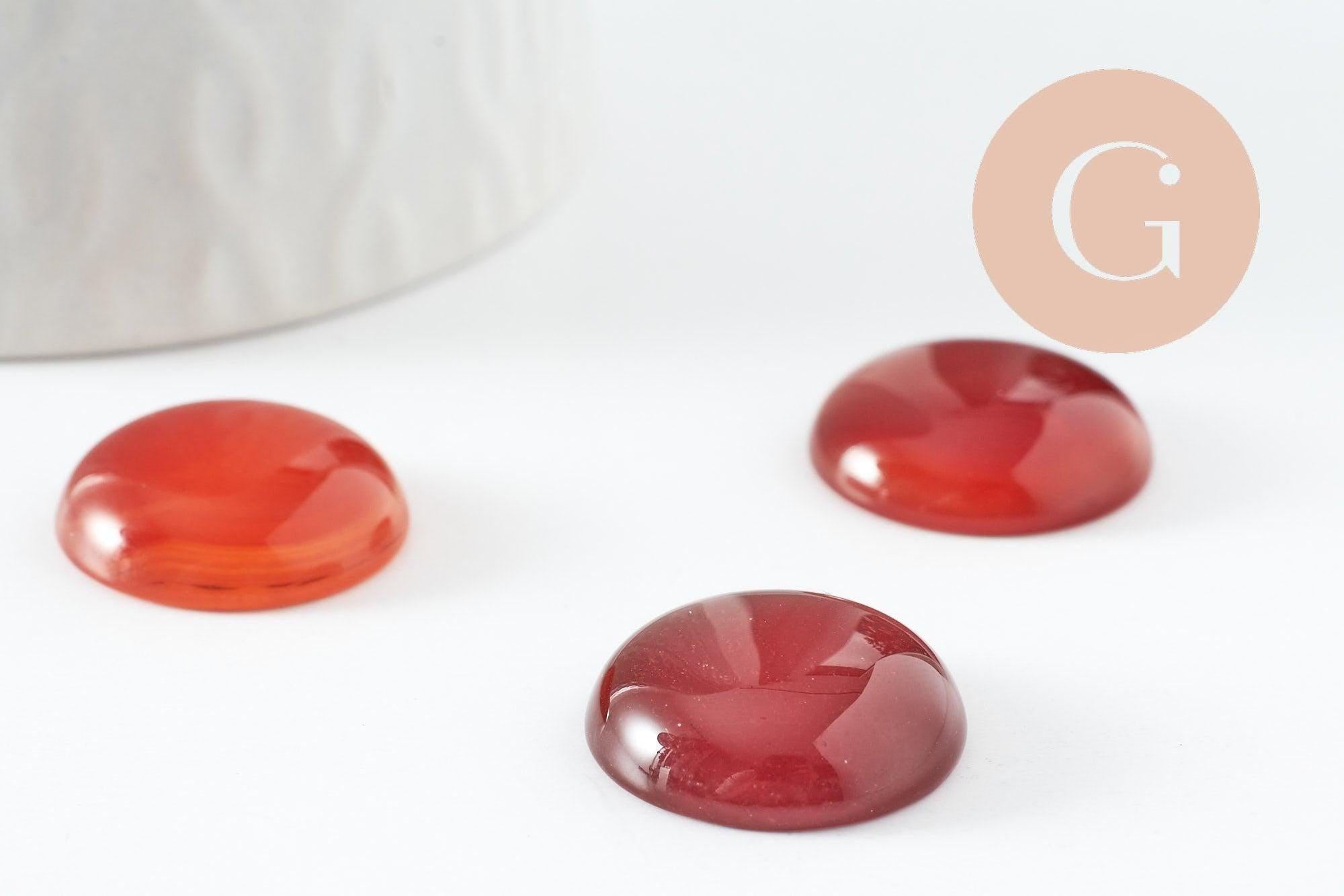 Gingerlily Perles cabochon agate orange 20mm pierre ronde