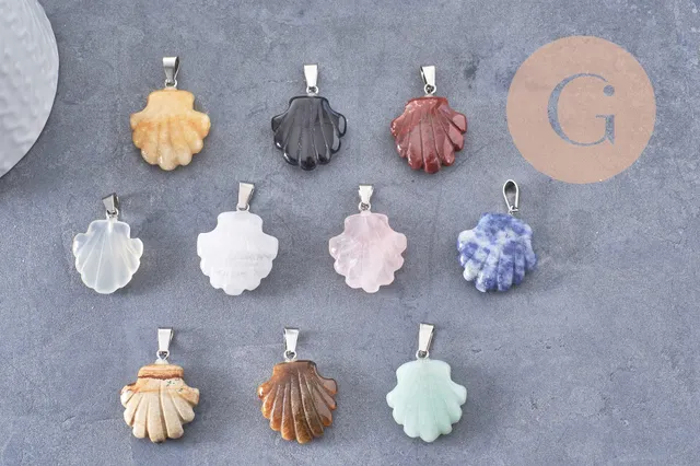 Gingerlily Pendentif coquillage G10344 pendentif pierre 22-25mm