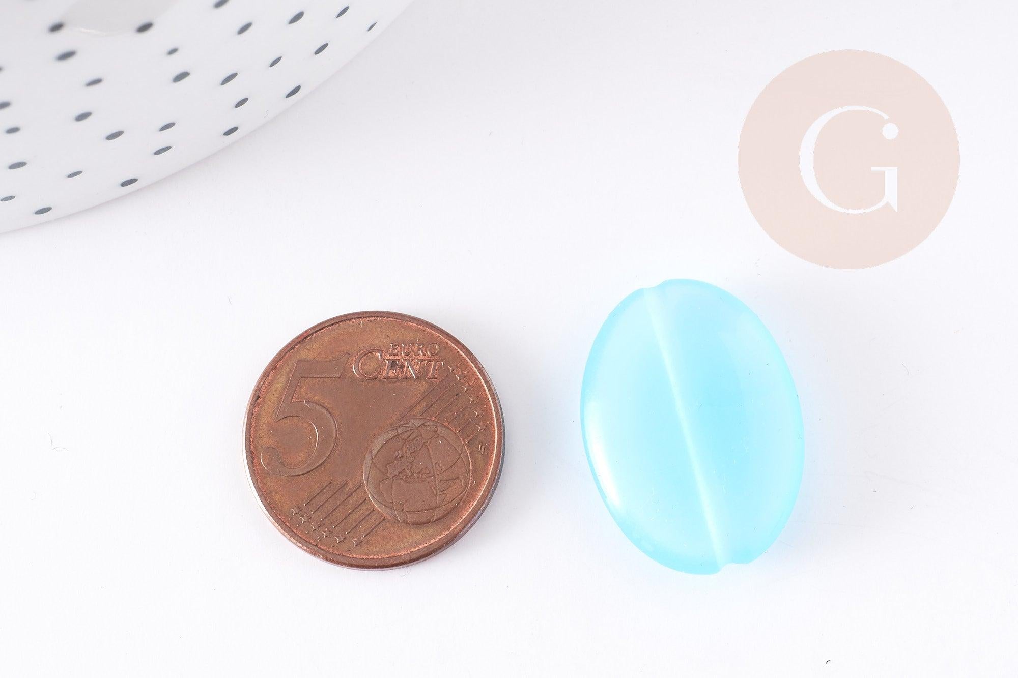 Gingerlily Perles ovale verre turquoise 25mm x2 lisse vintage