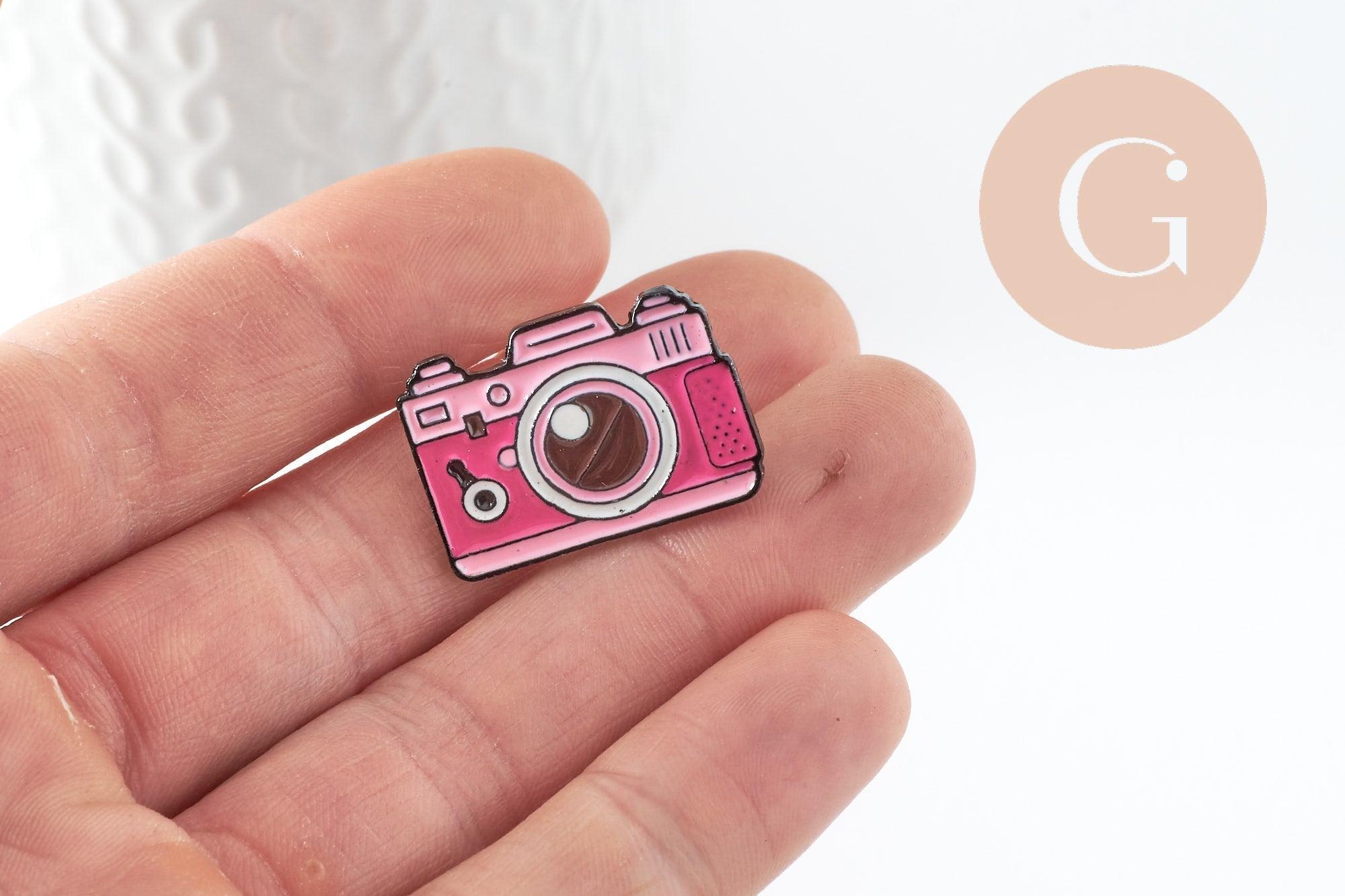 Gingerlily G9471 broche pin's appareil photo rose 24,5mm