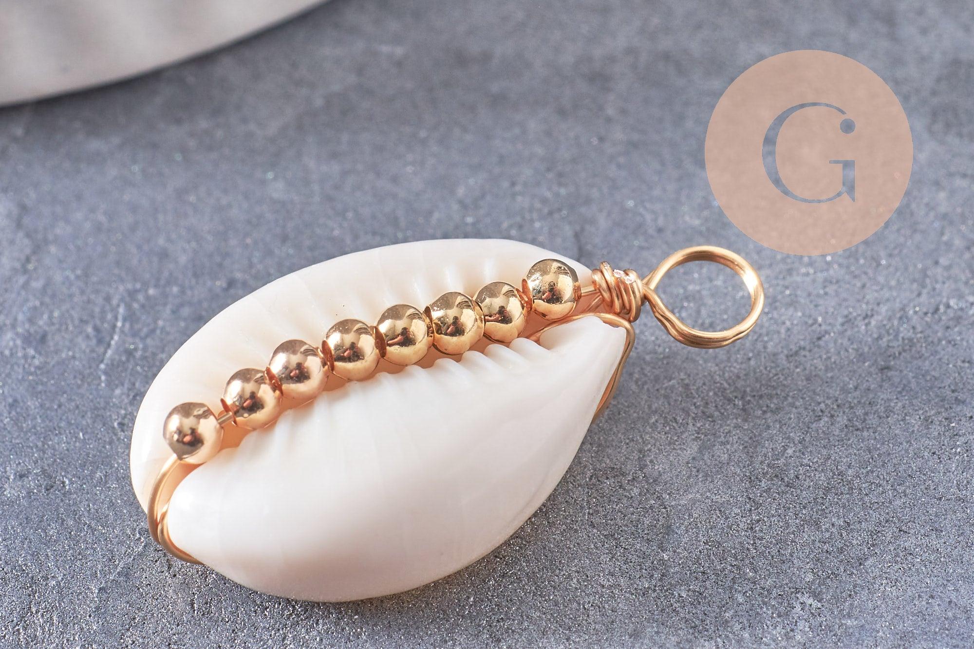 Gingerlily Perles pour bijoux DIY pendentif cauri blanc x2 24-30mm