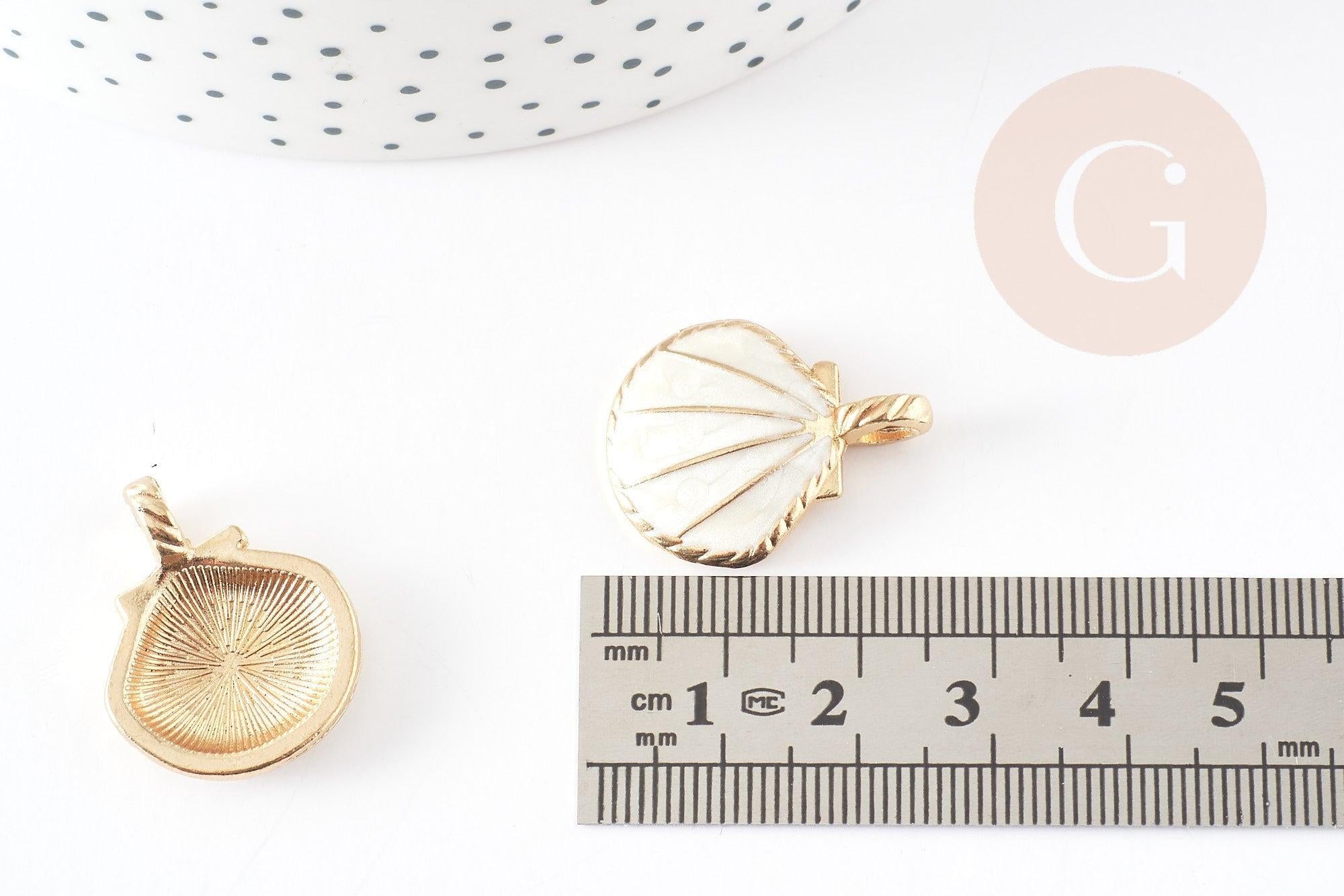Gingerlily Pendentifs G7045 pendentif coquillage blanc doré x2