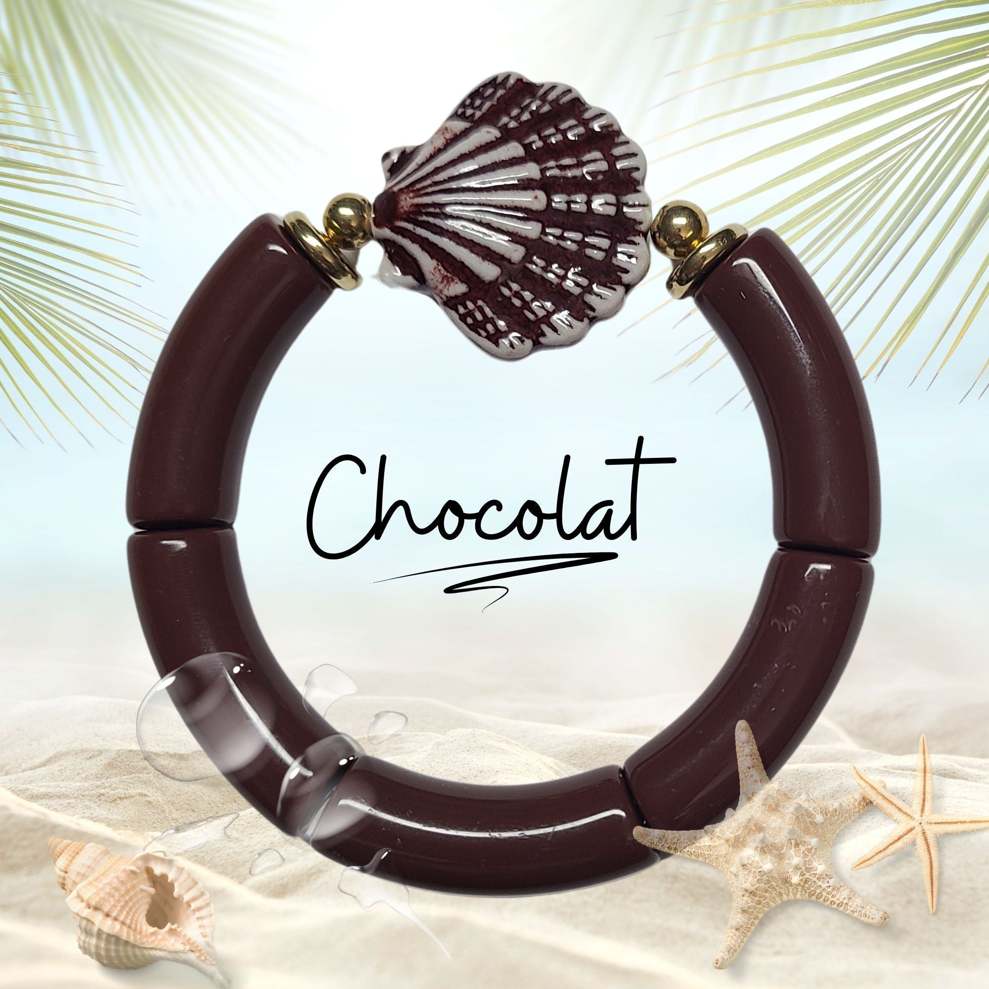 ARTSHOP 6 coquillage céramique chocolat 30MM x1 perle