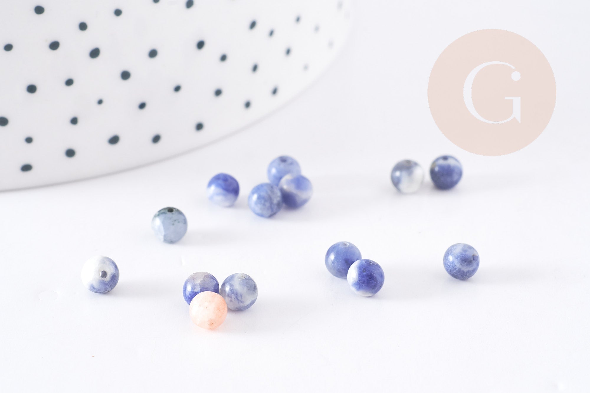 Gingerlily Perles sodalite perles pierre naturelle 4mm x50 bleu marbré
