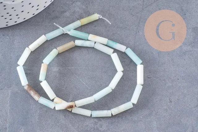 Gingerlily Perle amazonite tube 13 mm fil 40 cm