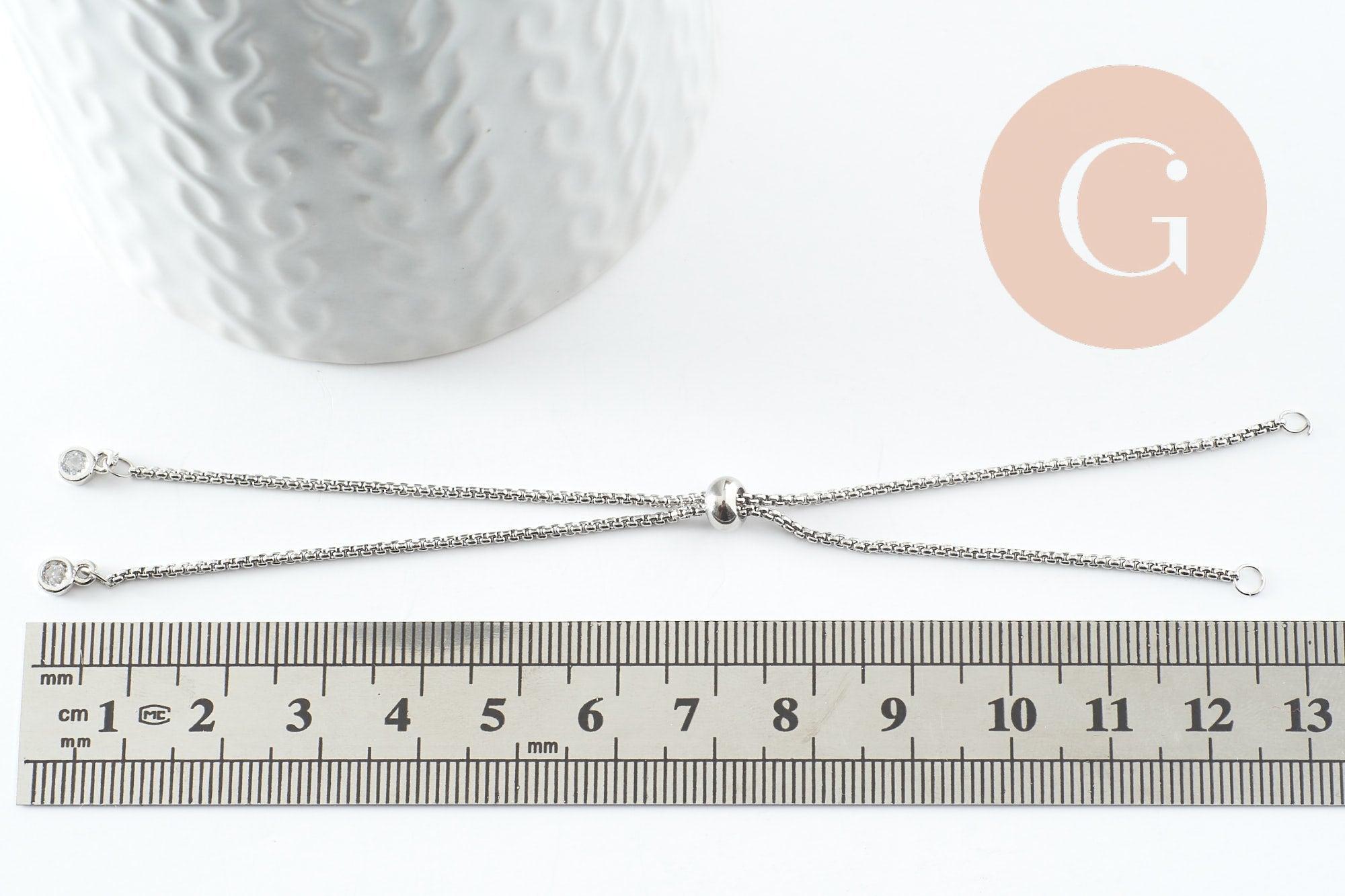 Gingerlily Apprêts Base bracelet rolo acier zircon 26,6 cm x1