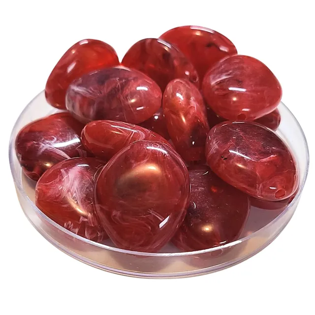 ARTSHOP Galets TIKA n°10 perle galet framboise marbré 30 mm x1