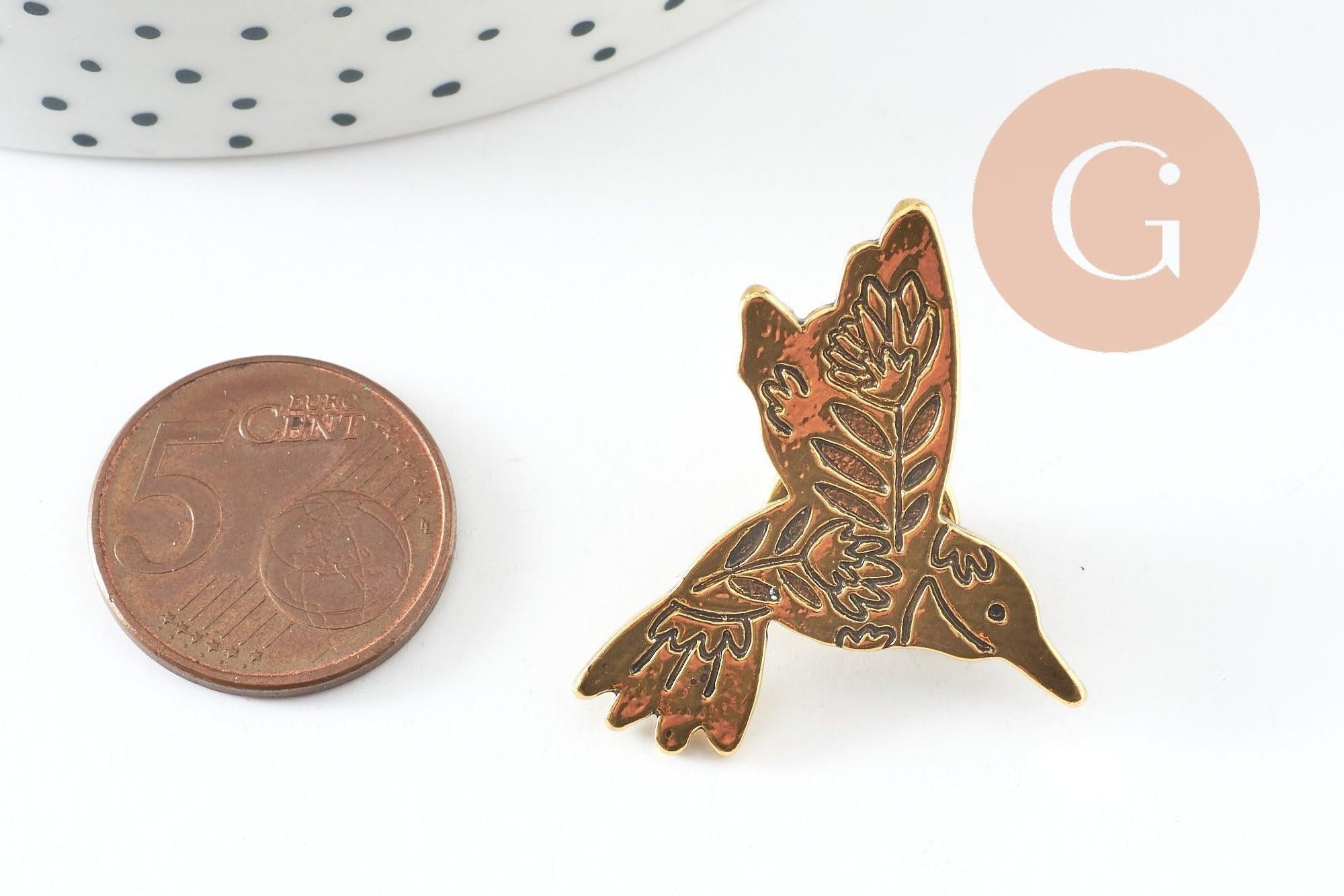 Gingerlily Broches colibri broche acier doré 30mm x1