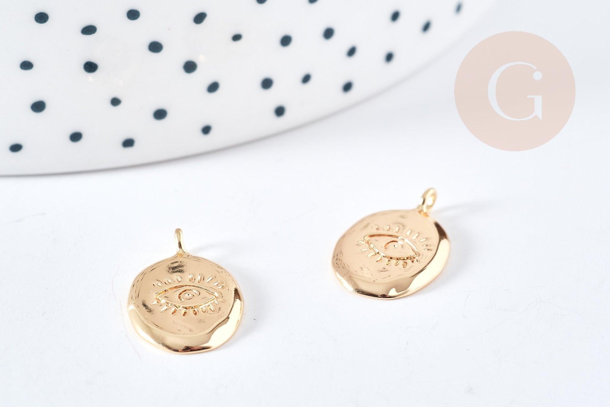 Gingerlily G8867 pendentif mauvais œil ovale 17mm x1 doré