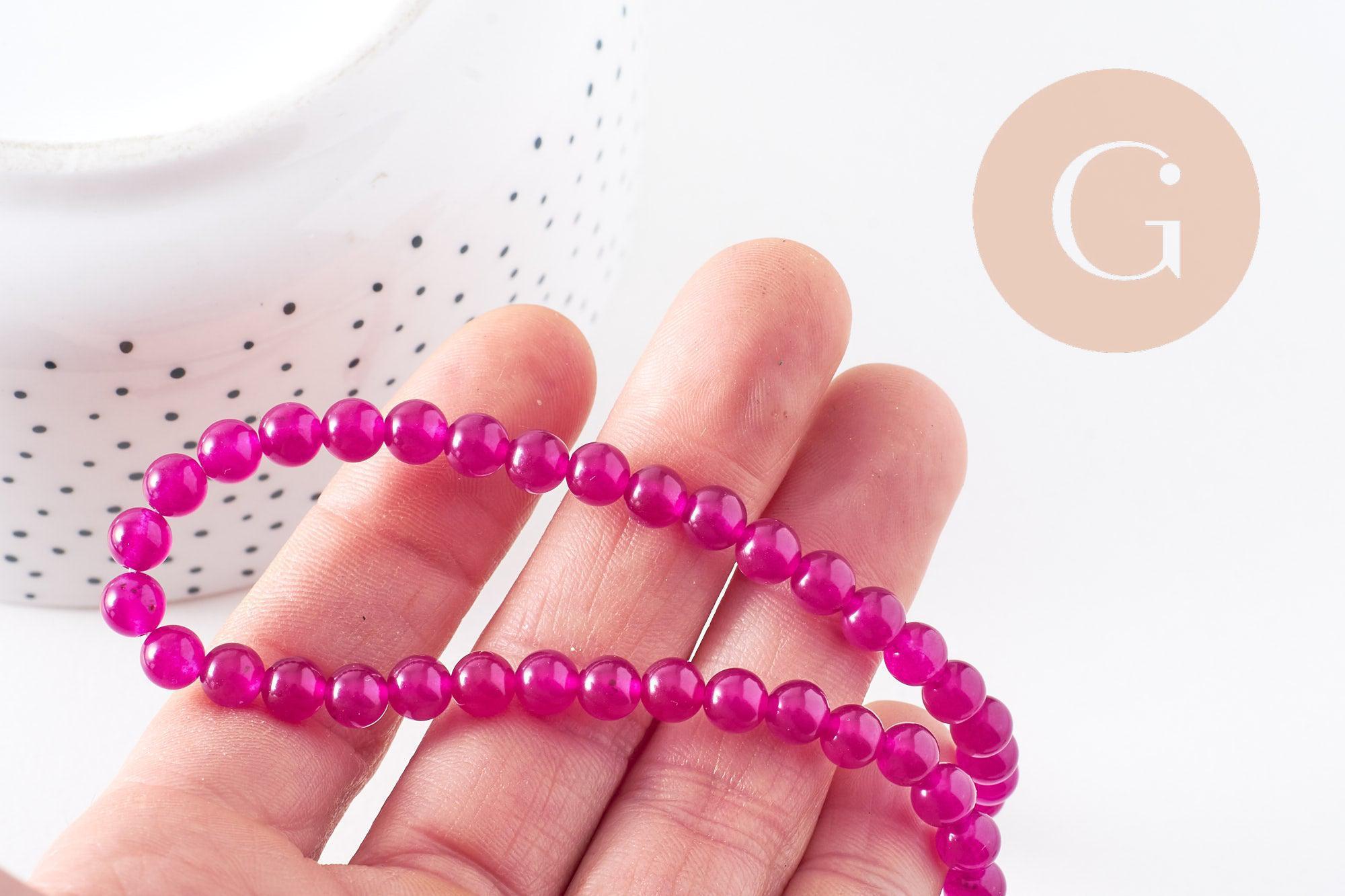 Gingerlily Perle ronde G10196 jade rose fuchsia 6mm fil 37,5cm