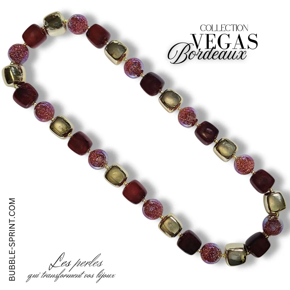 ARTSHOP Vegas collier bordeaux kit ou monté 48 cm