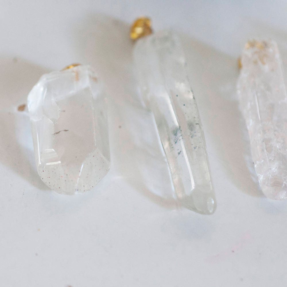 Gingerlily Pendentif pointe G2803 cristal craquelé transparent doré