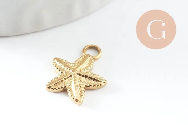 Gingerlily Pendentif étoile de mer acier doré 15.5mm x2 G9855