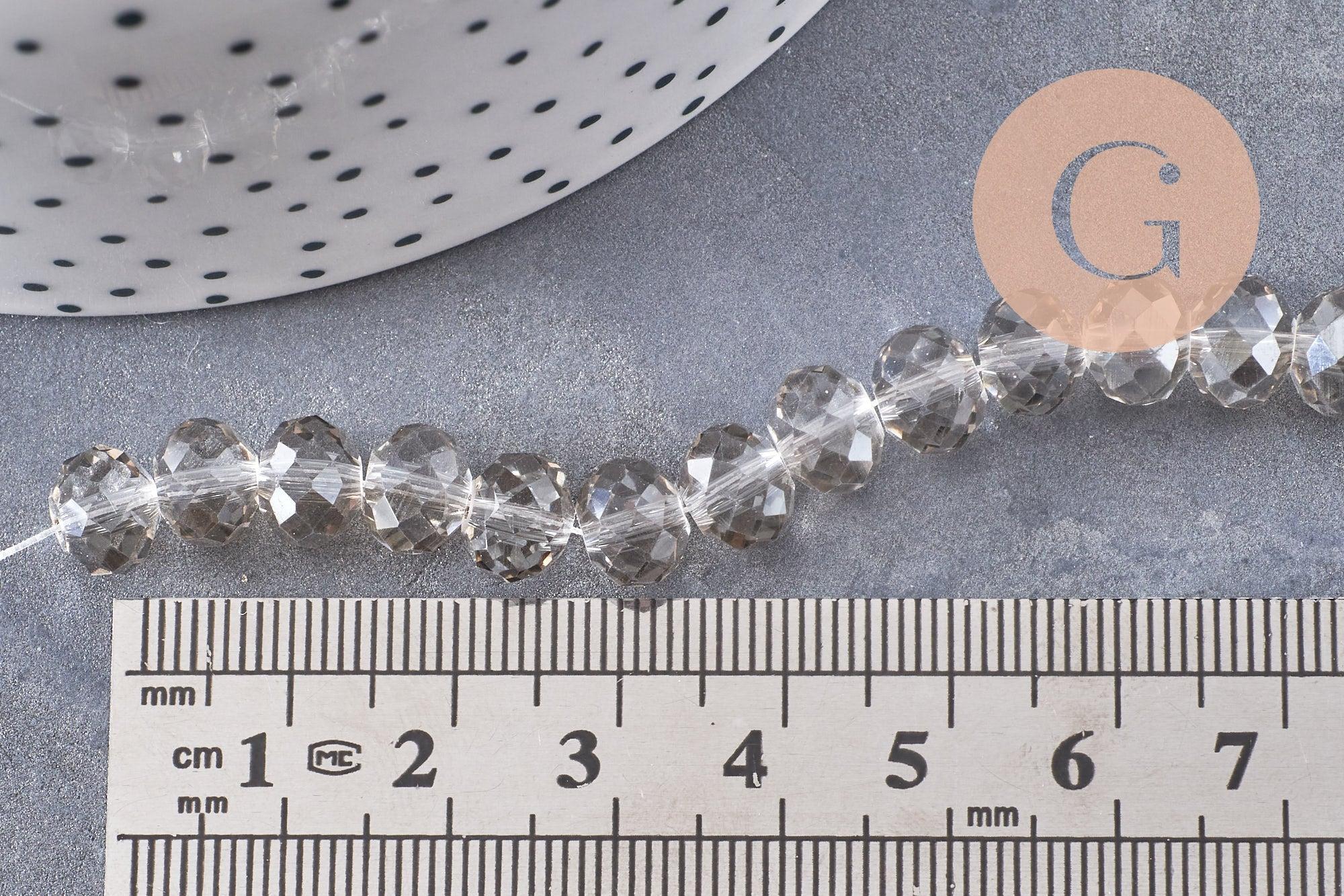 Gingerlily Cristal perles abacus gris facetté 8mm fil 39cm