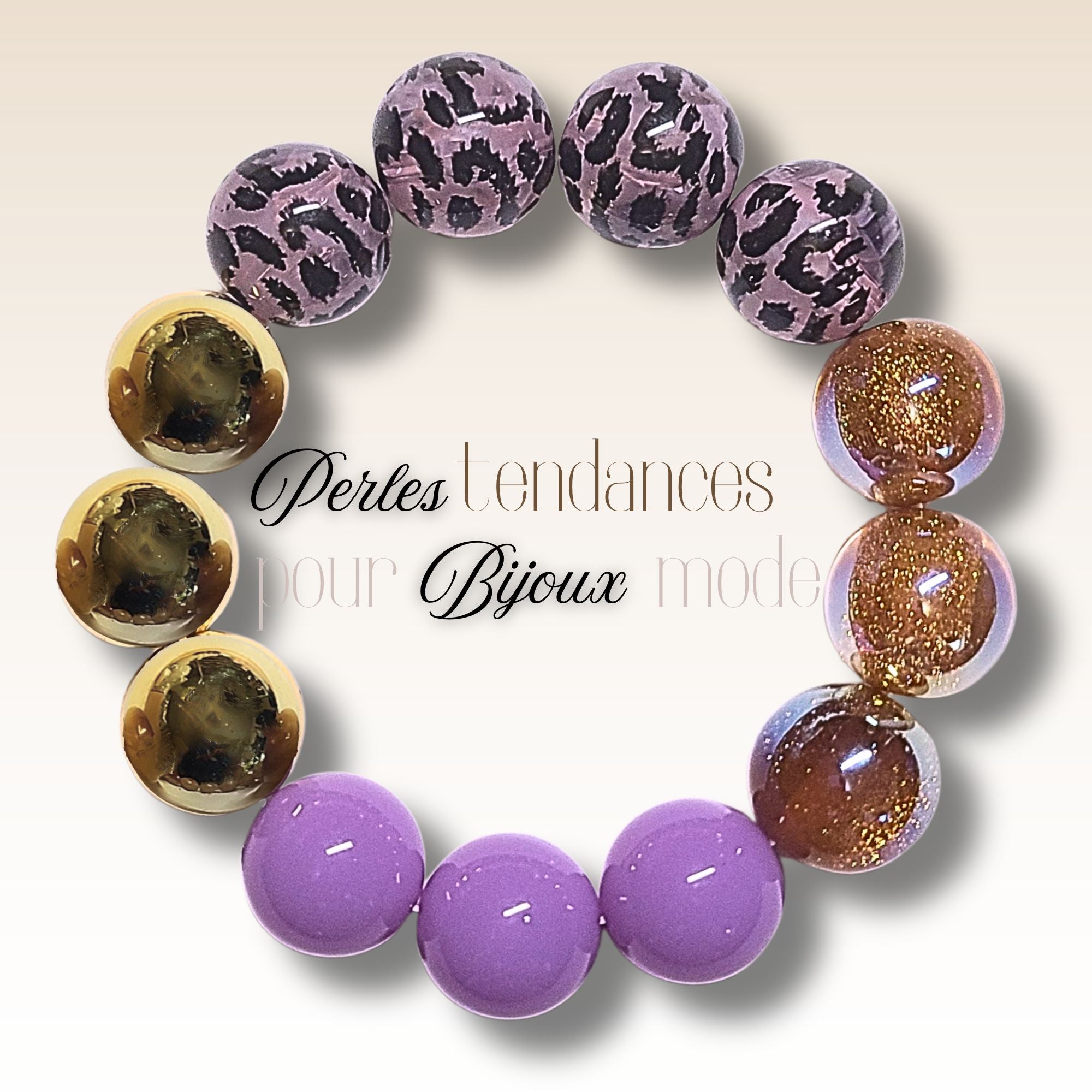 ARTSHOP Boules 16MM 229 boules acrylique léopard mauve x15