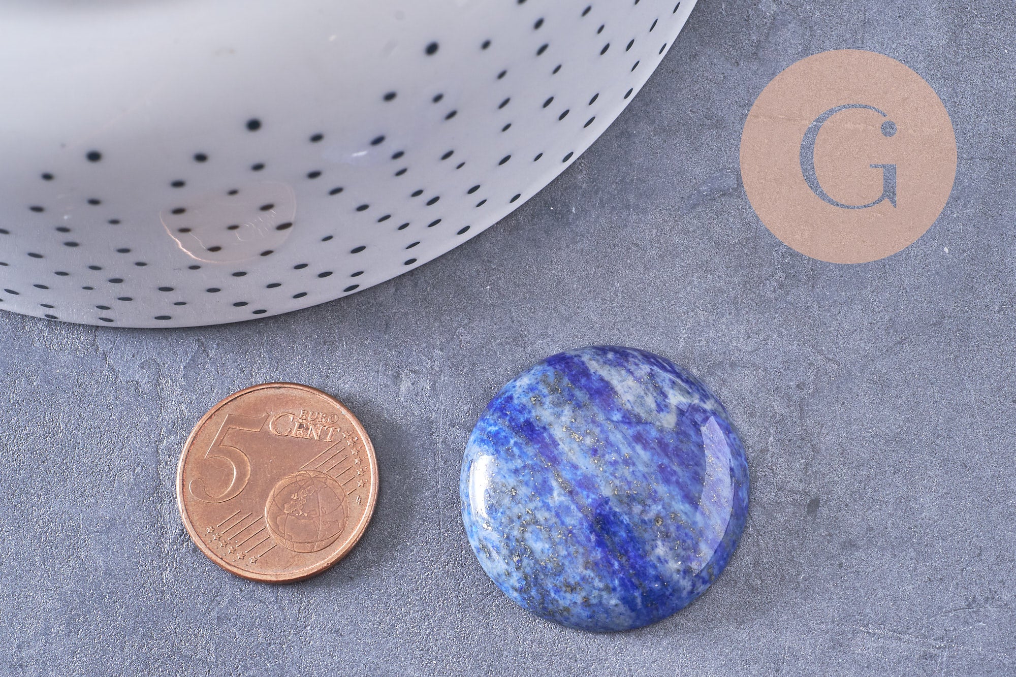 Gingerlily Cabochon rond lapis lazuli 30mm x1 bleu intense