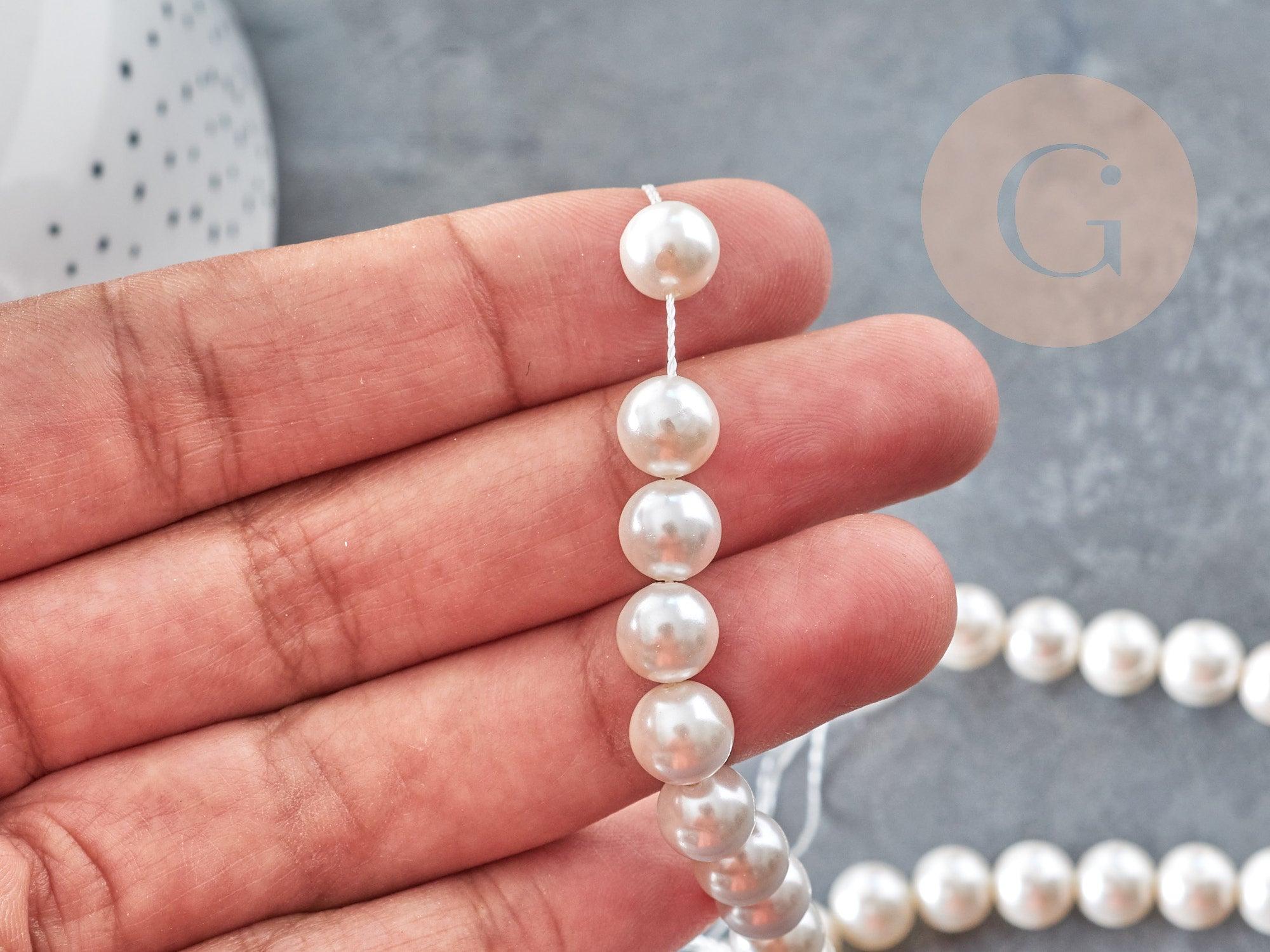 Gingerlily Perles perles rondes nacre blanche 8mm fil 40cm