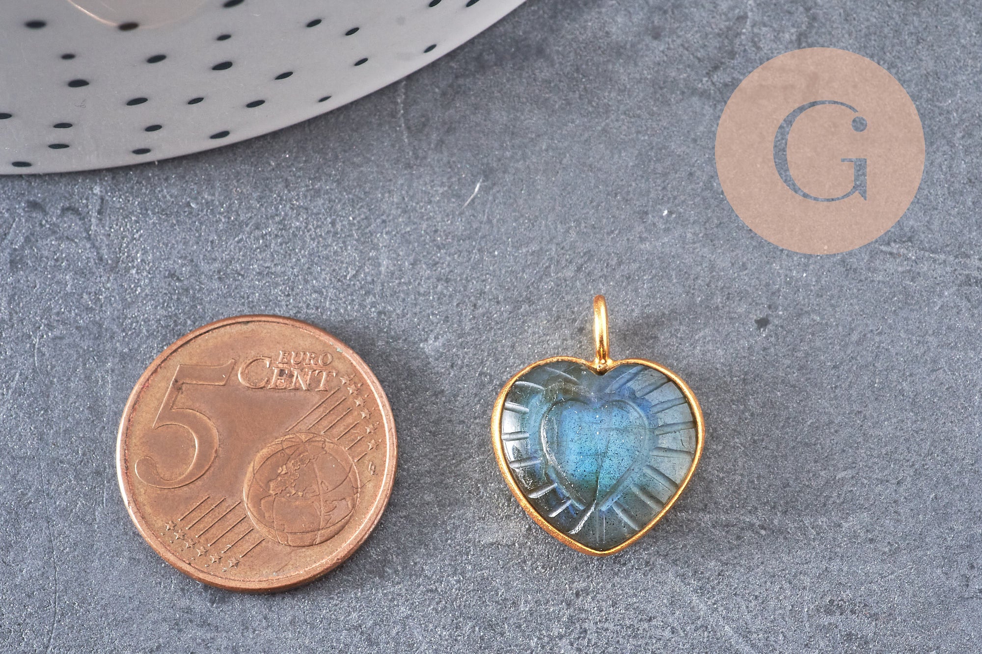 Gingerlily Pendentifs Coeur G10843 pendentif quartz rose 14mm doré