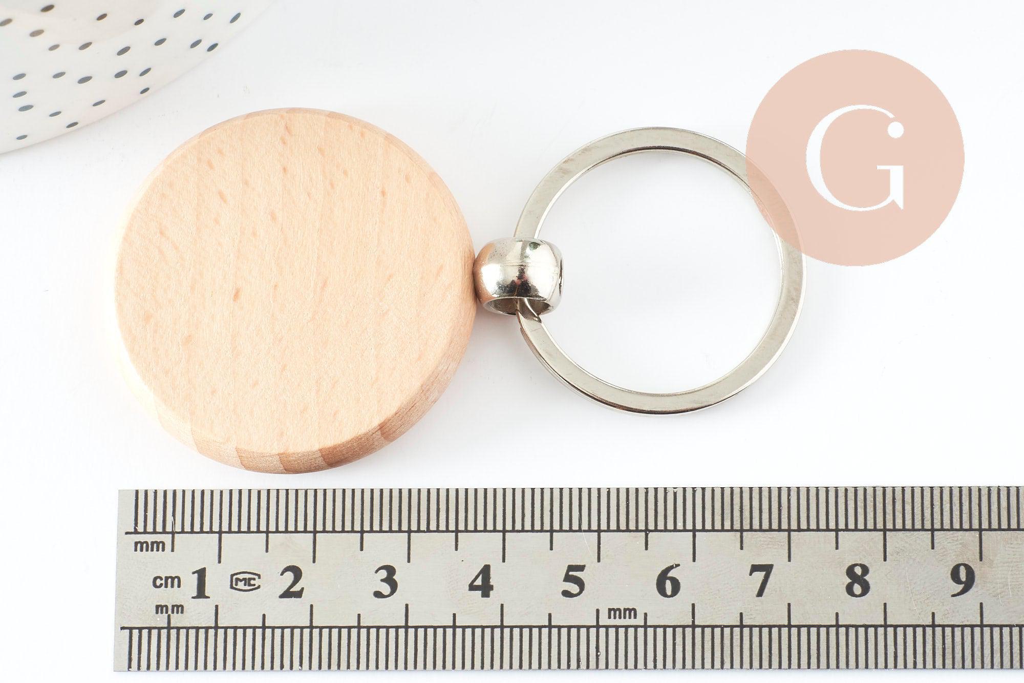 Gingerlily Porte-clés rond bois 48,5mm à personnaliser x1