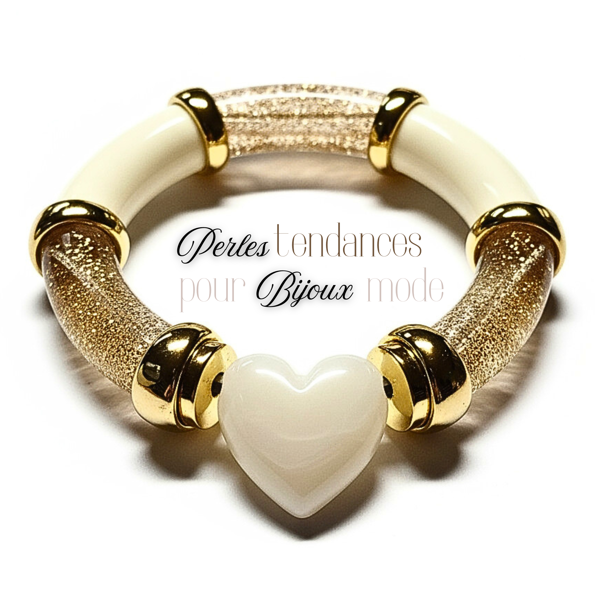 ARTSHOP Lovely Kit bracelet Champagne cœur élastique
