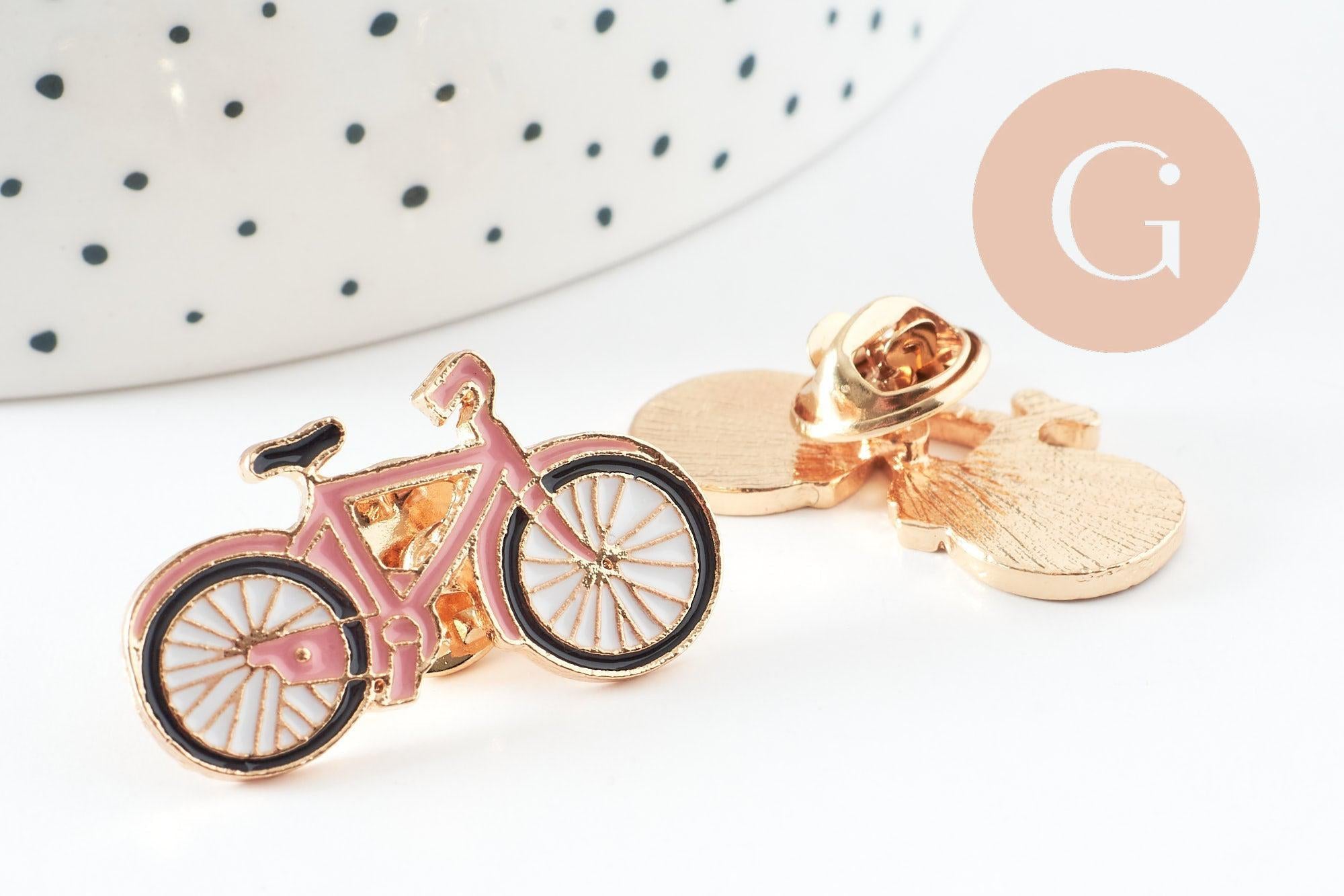 Gingerlily G9537 broche pin’s vélo rose émaillé 31,5mm x1