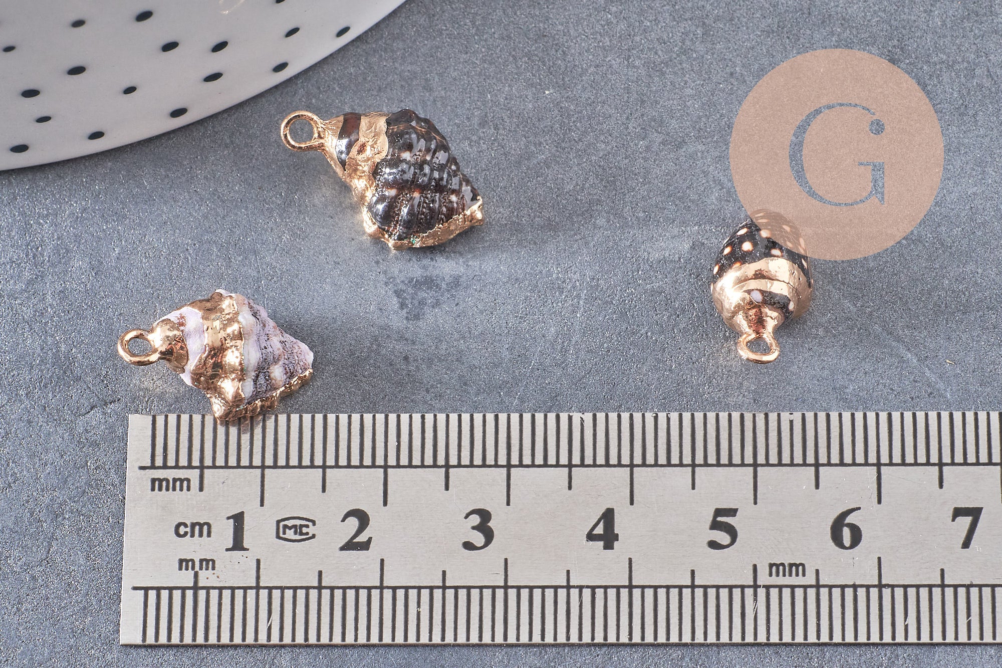 Gingerlily G2675 Pendentifs coquillage noir spirale doré x2