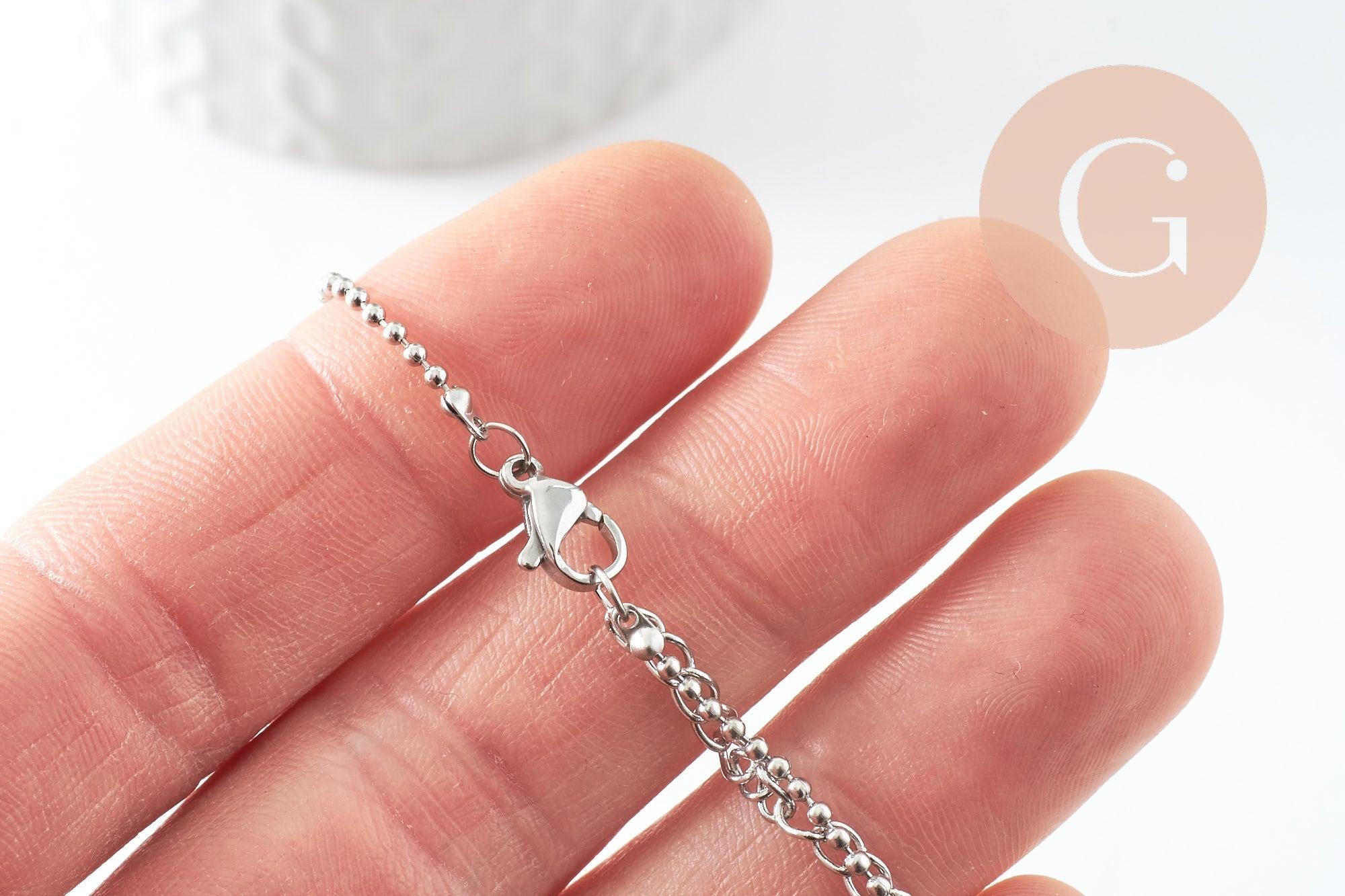 Gingerlily Base bracelet boule G9482 acier platine 16,6cm x1