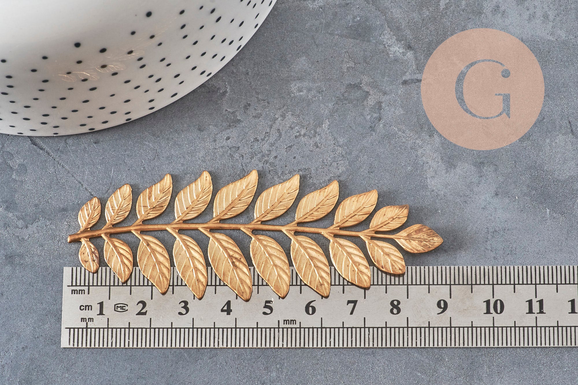 Gingerlily Pendentifs G10165 Estampe Feuille Laurier Laiton 90mm