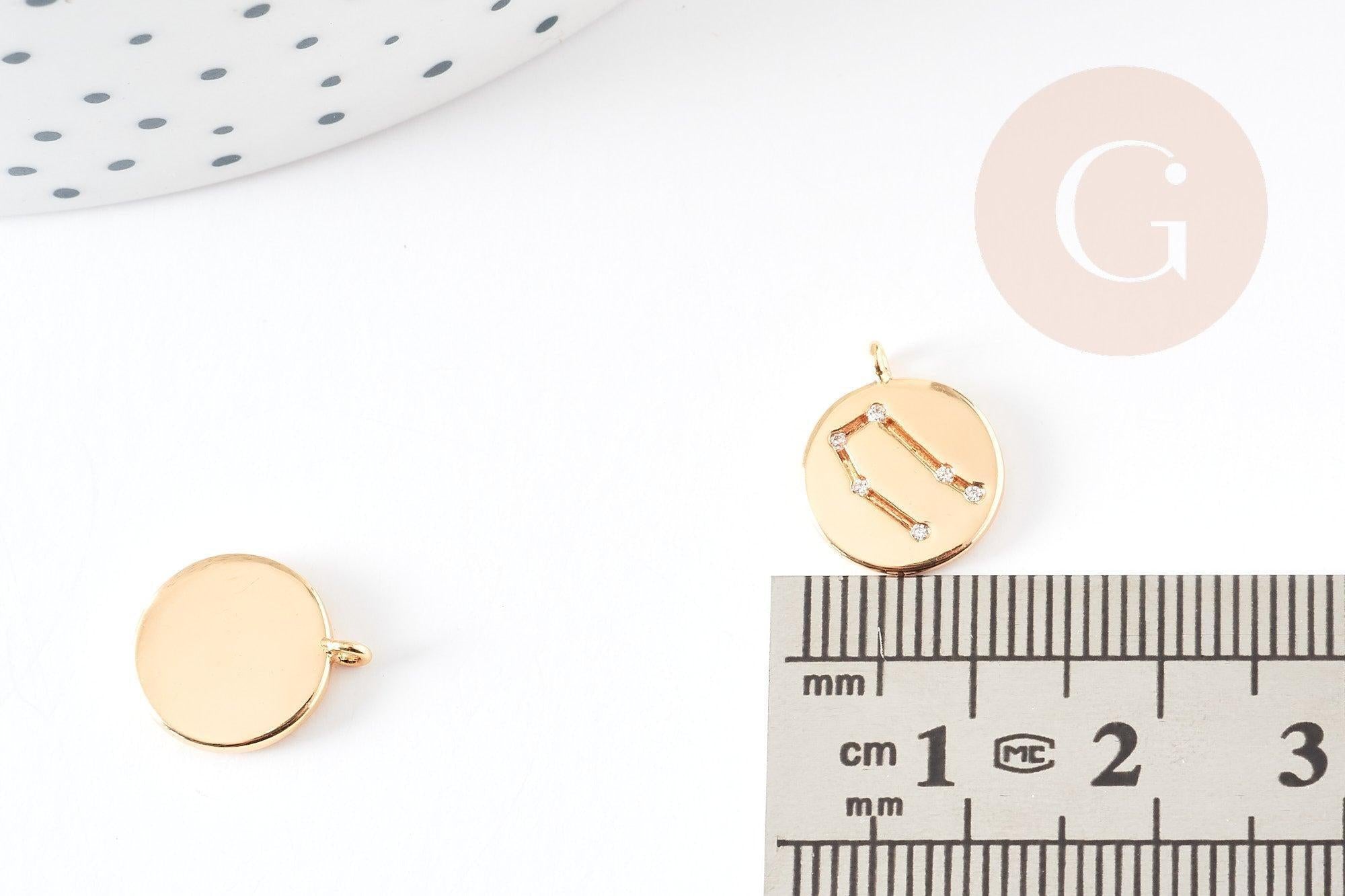 Gingerlily Pendentifs Gémeau G3585 médaille dorée 13mm