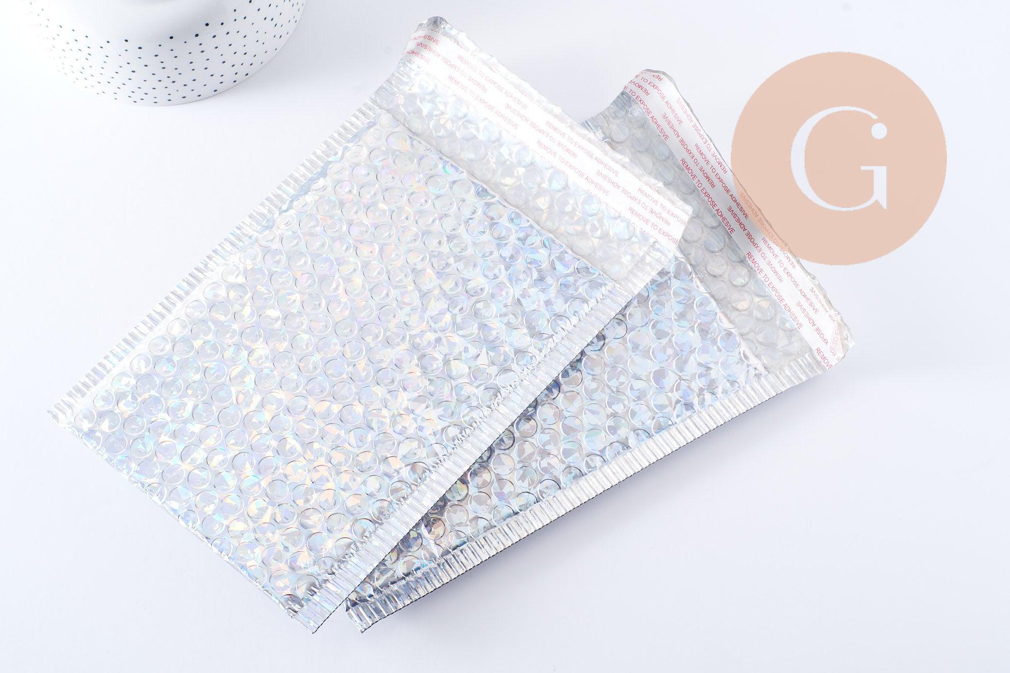 Gingerlily Enveloppes Bulles Argent Holographique 24x15cm x10