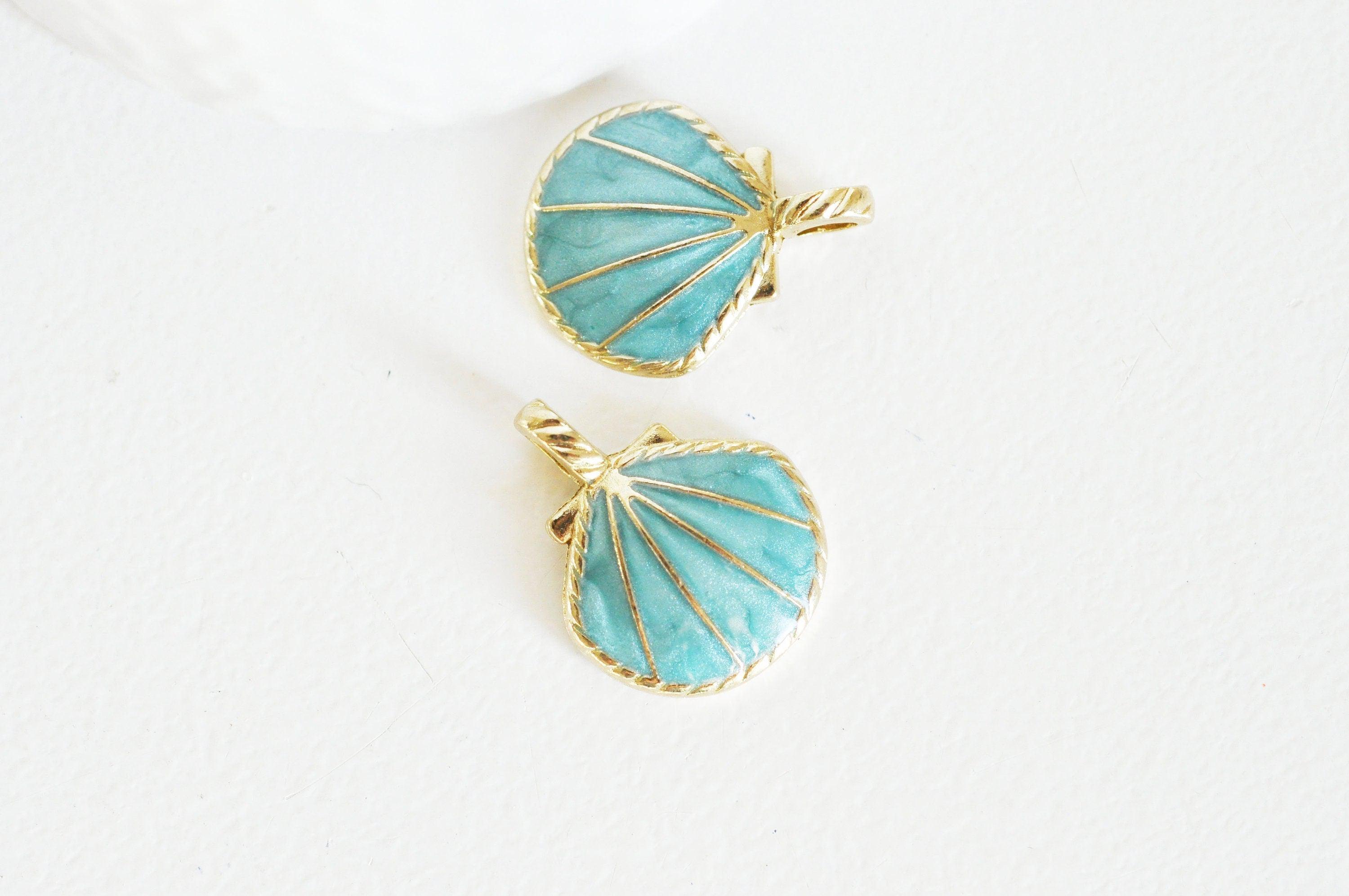 Gingerlily Pendentifs G2958 pendentif coquillage bleu ciel 24mm x2