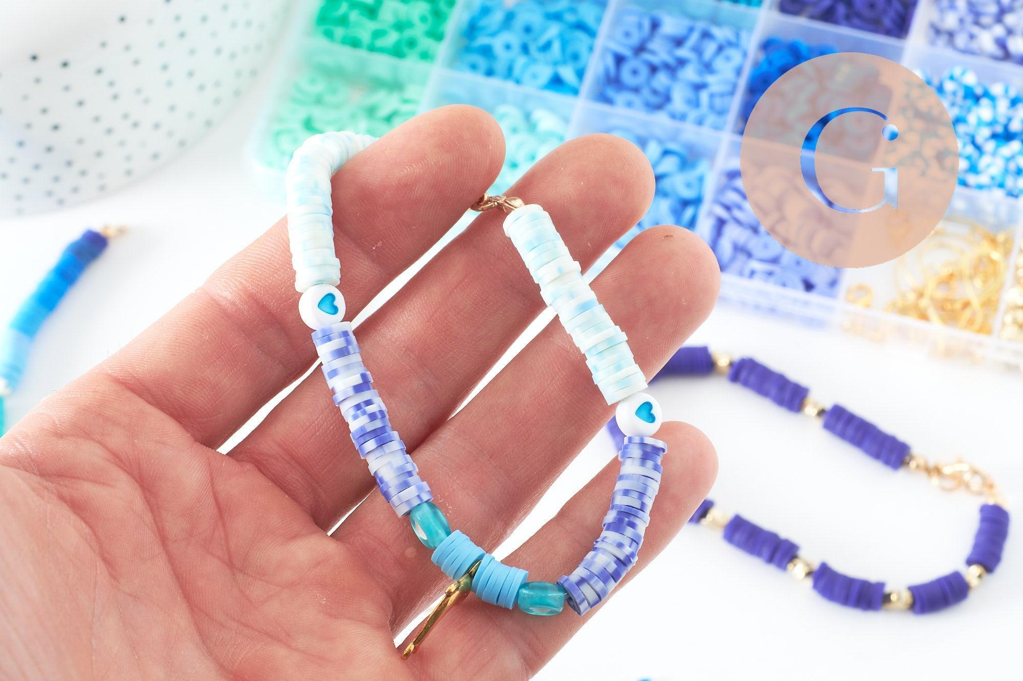 Gingerlily Kits kit perles heishi bleu océan avec boîte