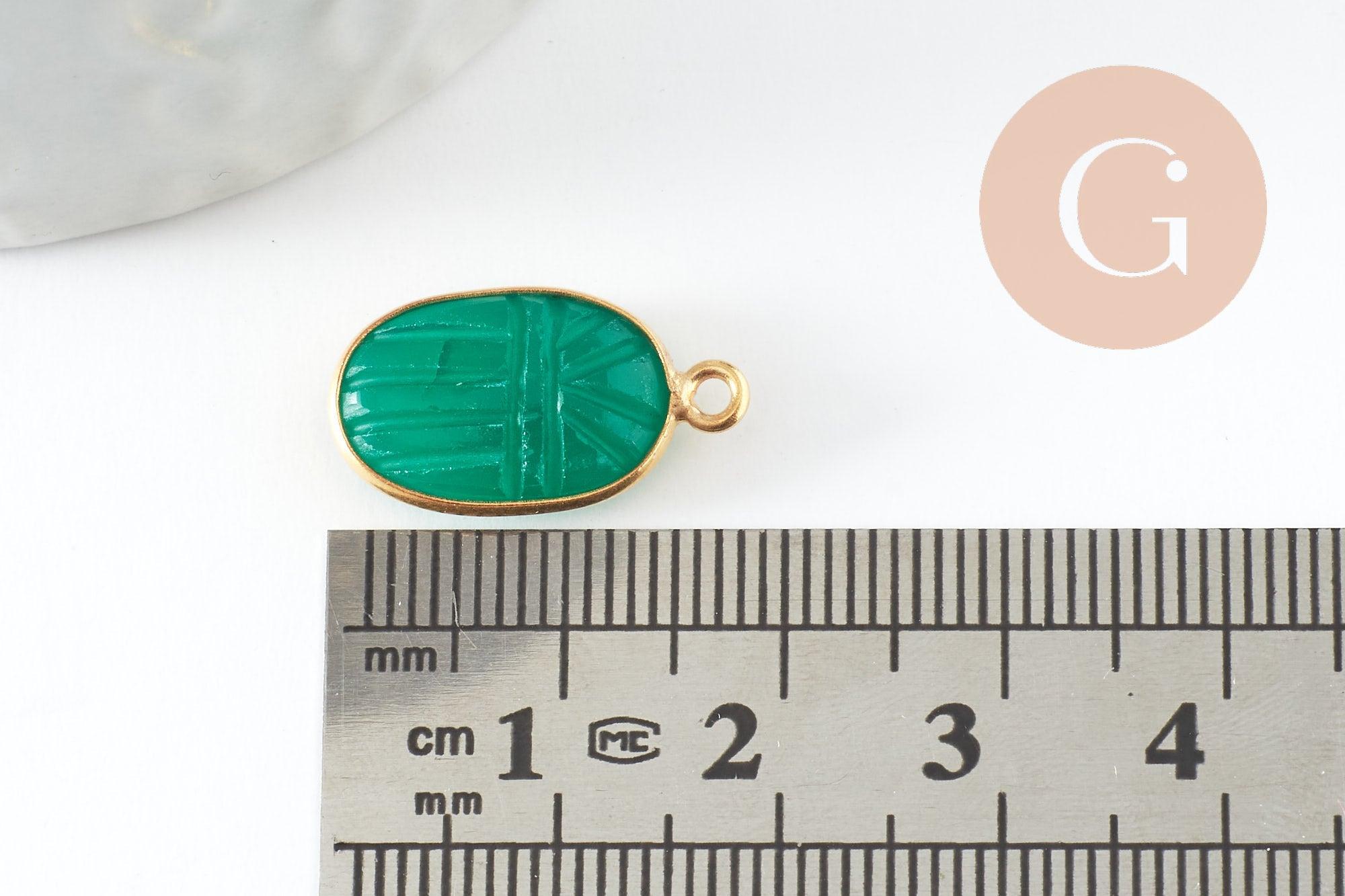 Gingerlily Pendentif scarabée G9442 onyx verte 20mm x1