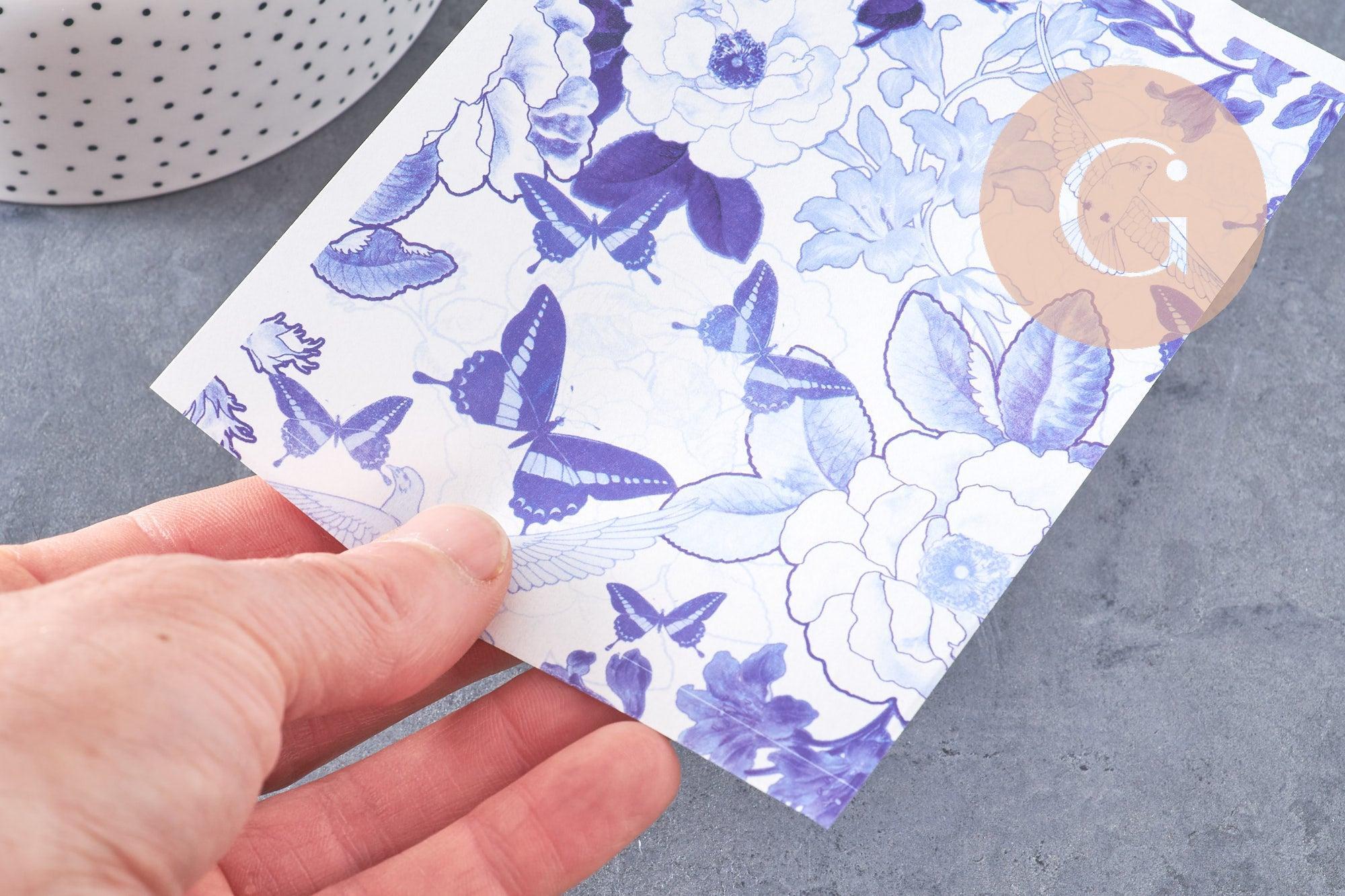 Gingerlily Pâte polymère G10778 feuille transfert Jouy bleu 14x10 cm