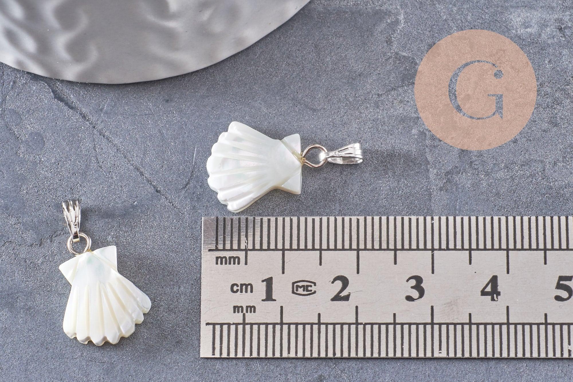 Gingerlily Pendentif trèfle nacre blanche 18mm x1 chance