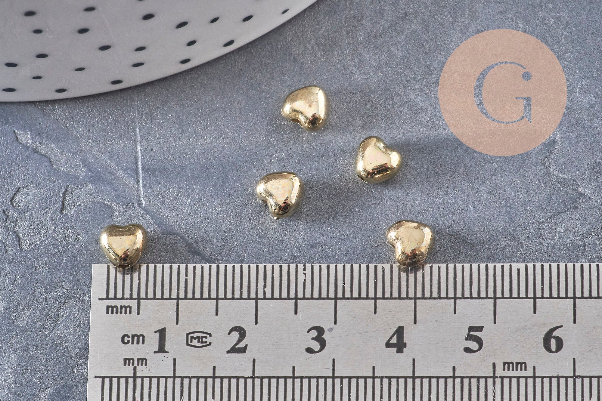 Gingerlily Perles cœur doré 5,5 mm perle plastique 10 g